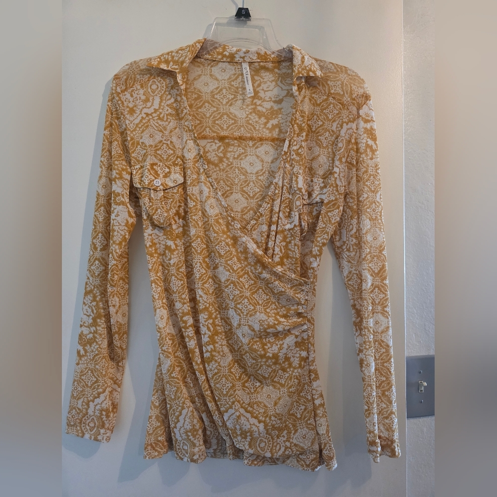 DNA Couture Mustard and White Patterned Blouse